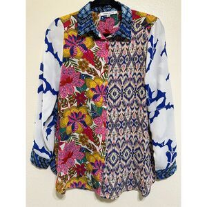 Rose + Olive Women's Career Button Up Blouse Oversized Size XS Long Sleeves